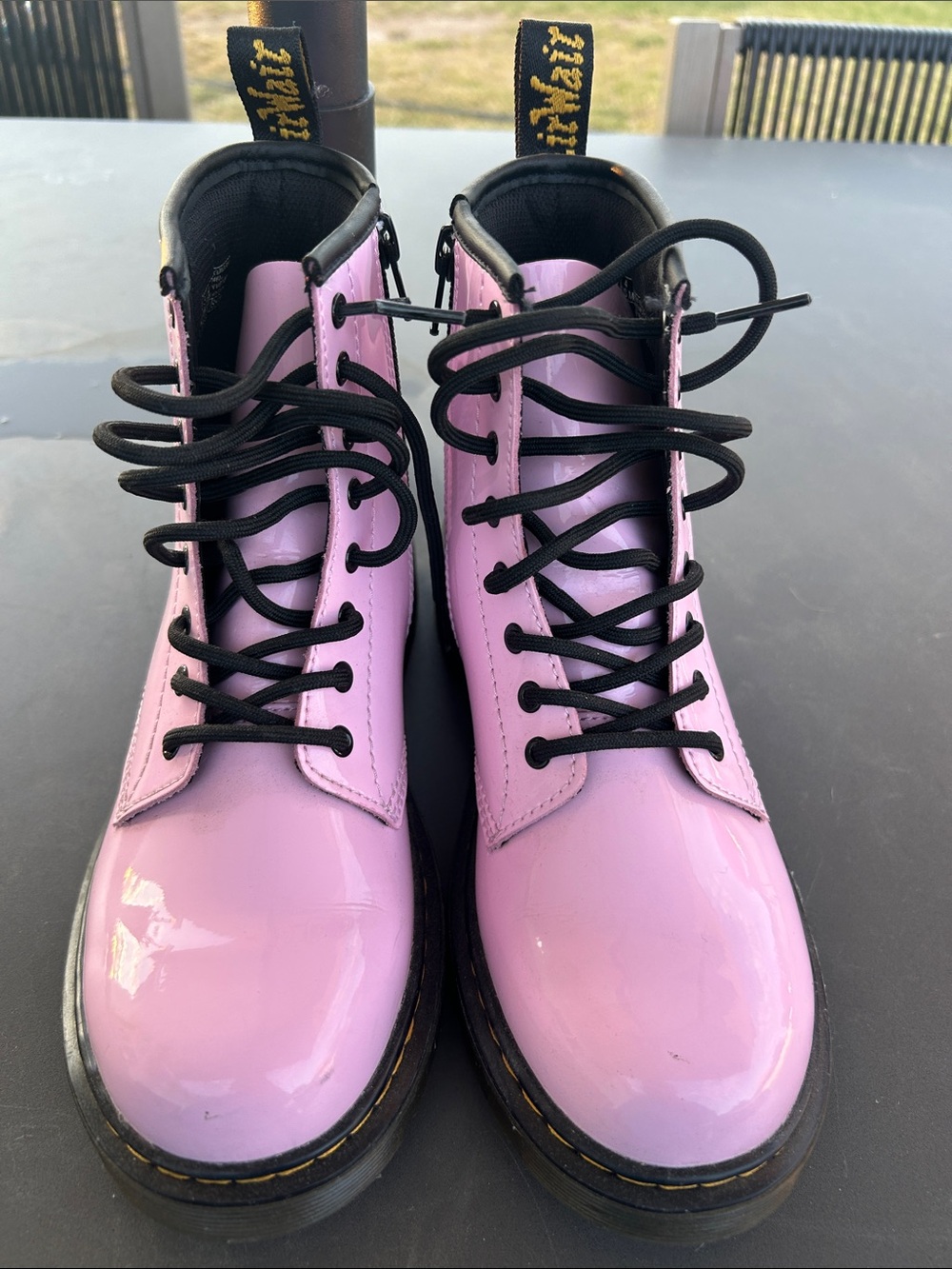 Dr. Martens Pink Patent Lace-Up Combat Boots